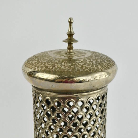 Silverplate Vintage Embossed Silver Candle Lantern MISSING BASE - Picture 6 of 8